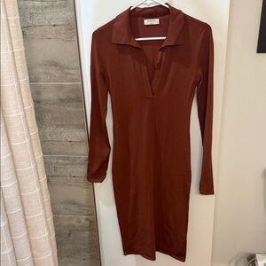 Aritzia Terracotta Long Sleeve Dress